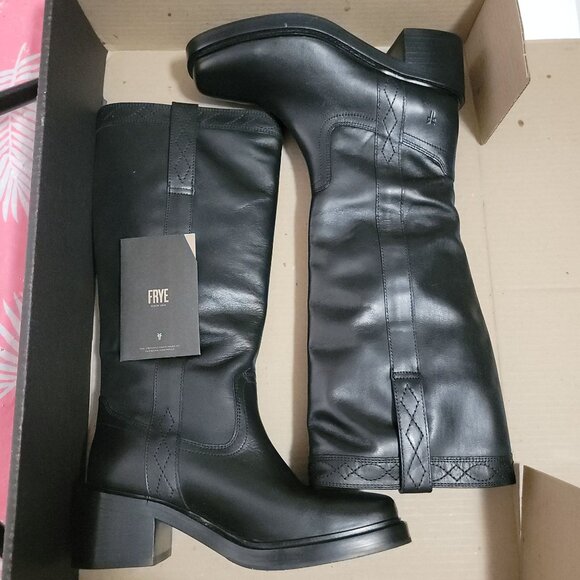 Frye Kate Knee High Boots Womens 7.5 Black Country Western Rustic Chore Riding - Picture 4 of 7